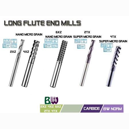 طويل النهاية مطحنة - 2XZ, 4XZ, 6XZ, 2TX, 4TX طويل النهاية مطحنة - 2XZ, 4XZ, 6XZ, 2TX, 4TX