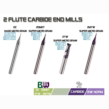 fresas de metal duro - 2Z, 2DMOT, 2TW, 2MTW