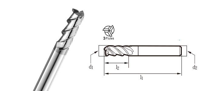 Cutting tools-3 Flute End Mills for  Acrylic