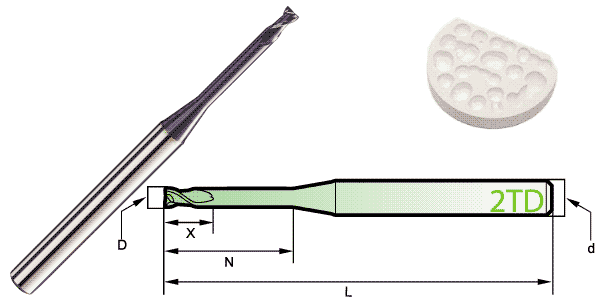 tool-No Key Slot-2 Flute Flat End 45°-End Mills For Dental Mould