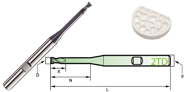 tool-With Key Slot-2 Flute Flat End 45°-End Mills For Dental Mould