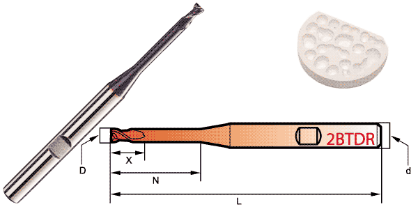 tool-With Key Slot-2 Flute R End 45°-End Mills For Dental Mould