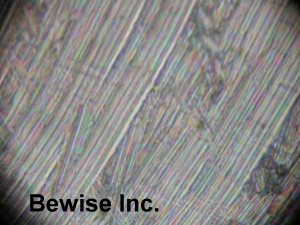 Metallographic photo of tool mark after metal ceramic cutter cut at beginning